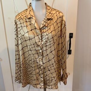 Victoria's Secret Gold and Brown Patterned Blouse